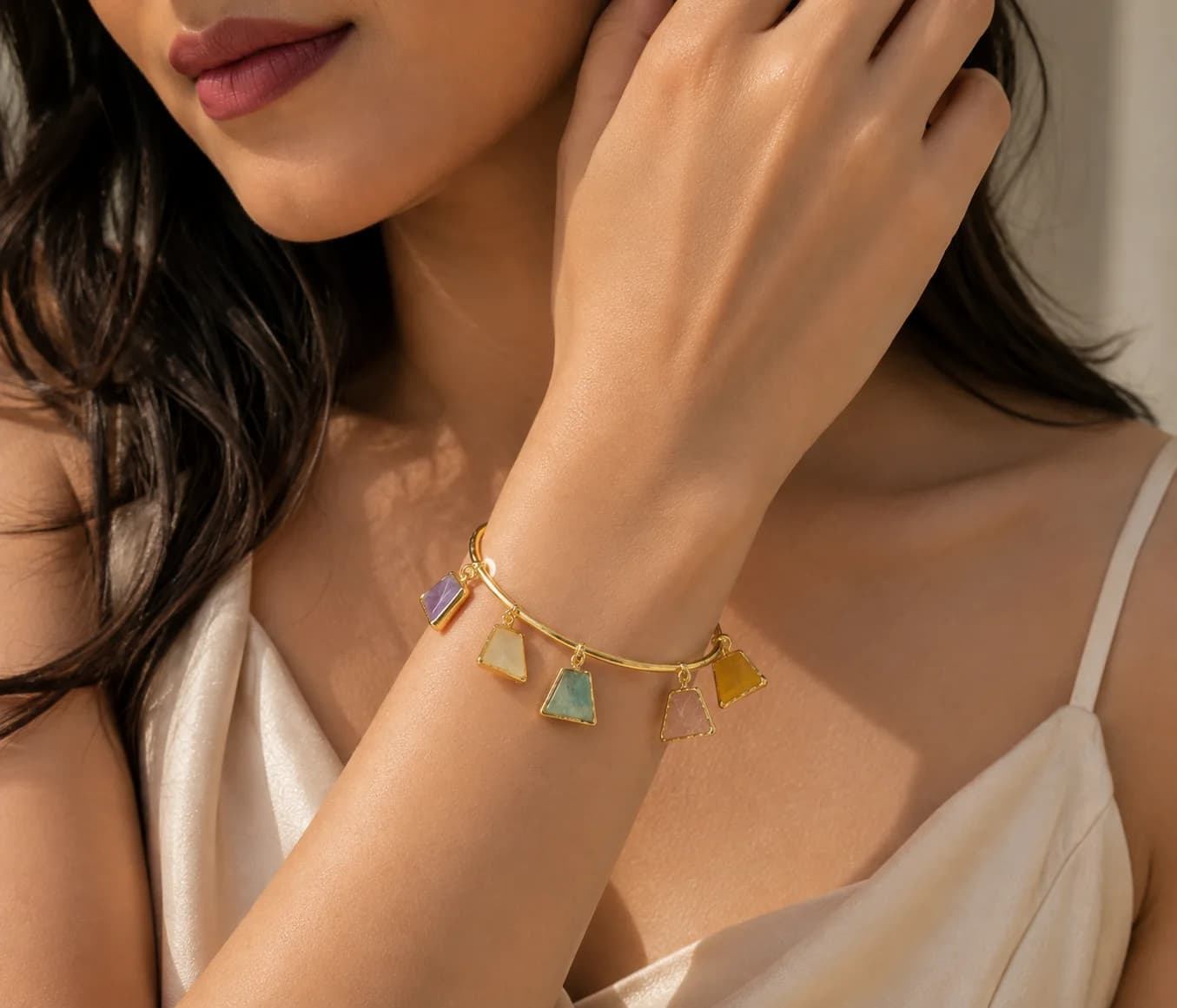 Gemstone charm bracelet