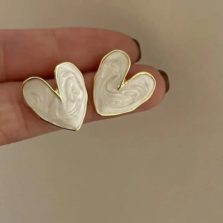 Ivory Heart Stud Earrings