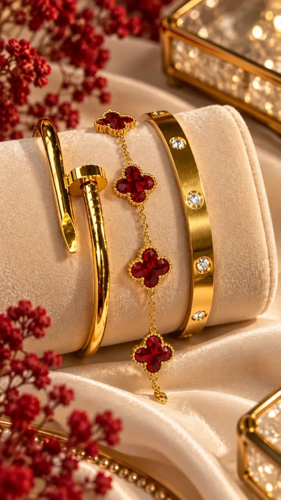 Cherry Red Bracelet Stack