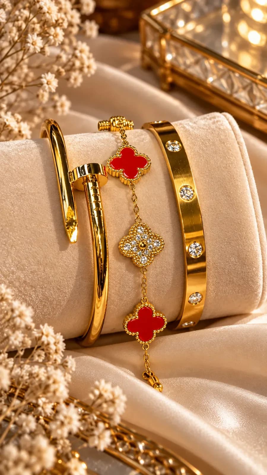 Bright Red bracelet stack