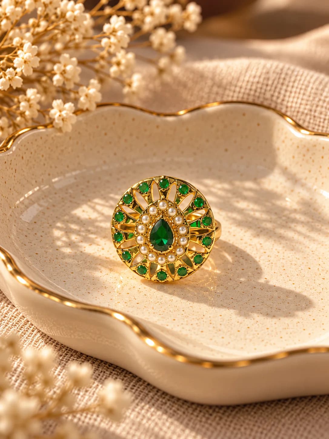Emberald peacock ring