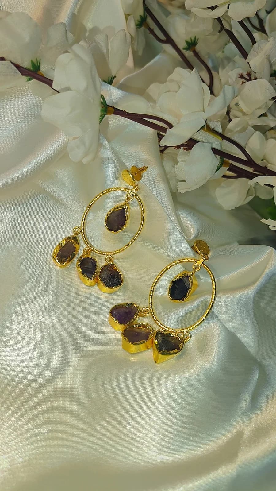 Royal Amethyst Halo Earring