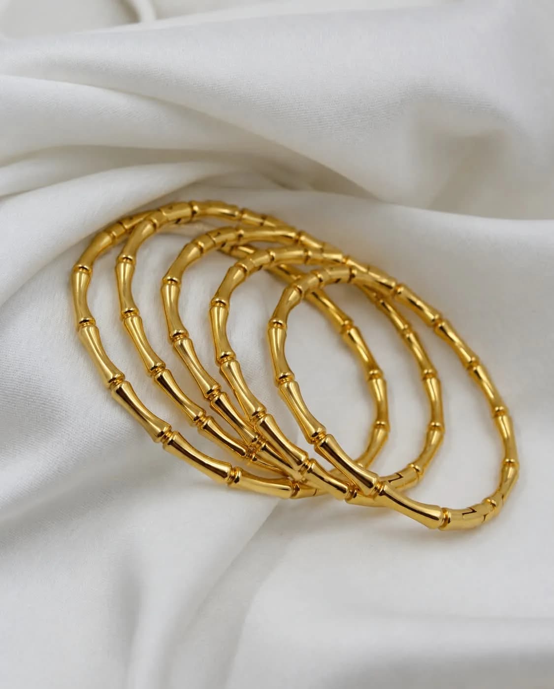 Golden Bamboo Bangle Stack