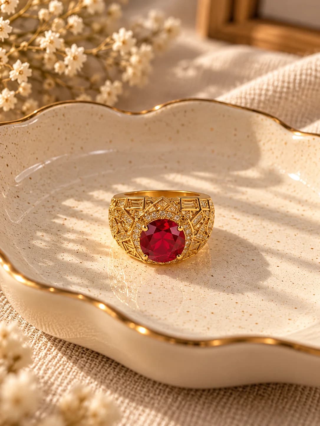 Broad Ruby Red ring
