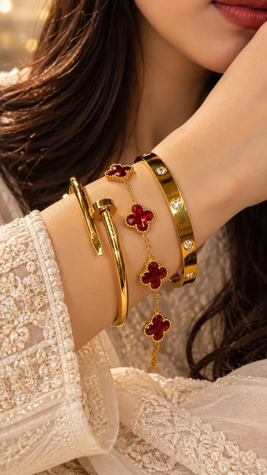Cherry Red Bracelet Stack